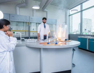 Science lab furniture with experiements